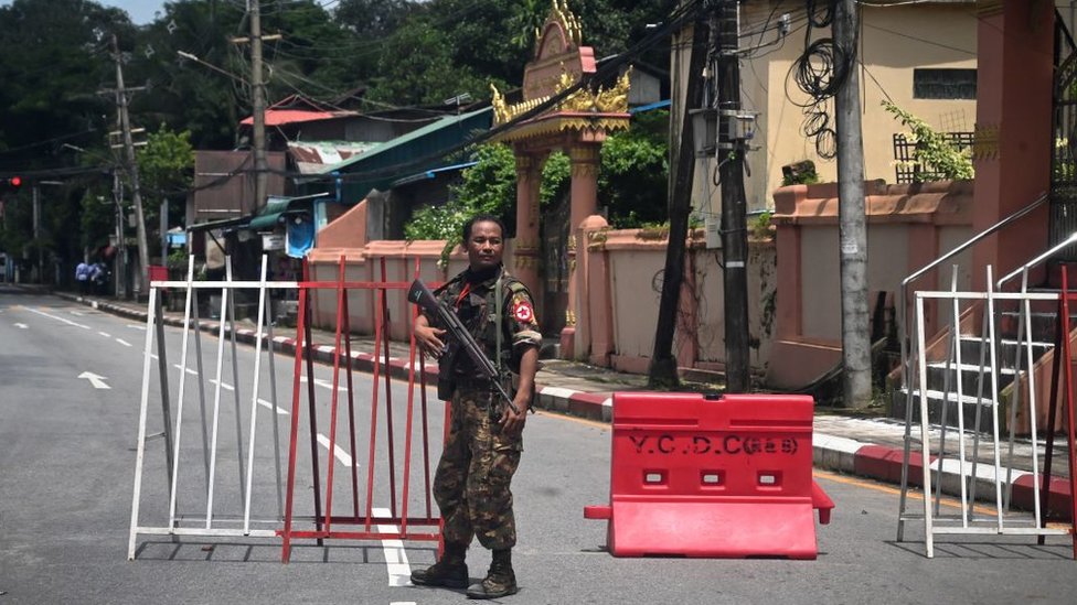 Military in Rangoon, Myanmar