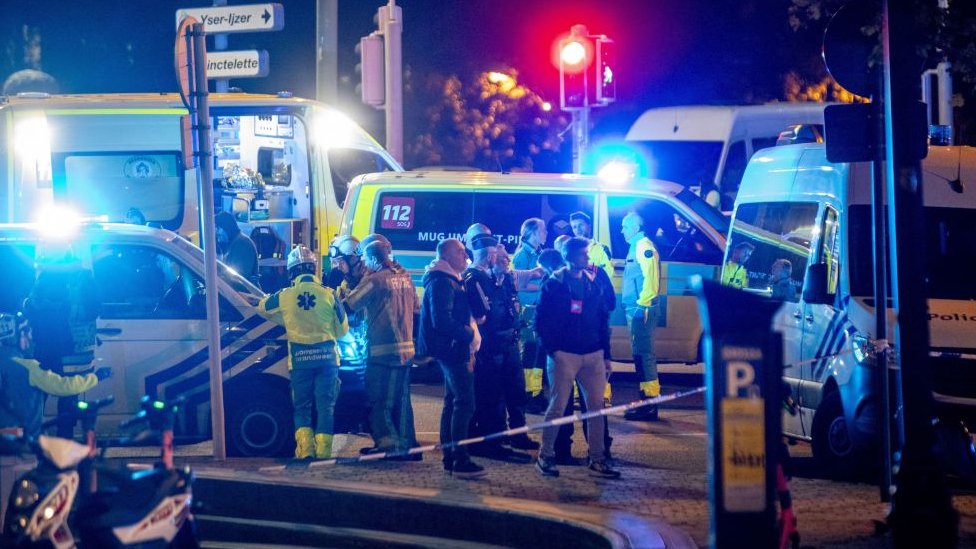 Emergency services at the scene in Brussels