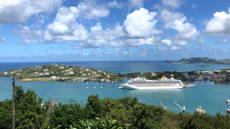 Cruise ship seen on Castries Port, Saint Lucia on 6 February 2019