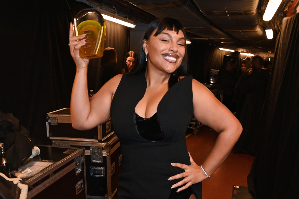 Paloma Elsesser, winner of the Model of the Year Award, poses backstage at The Fashion Awards 2023 presented by Pandora at The Royal Albert Hall on December 4, 2023 in London, England.