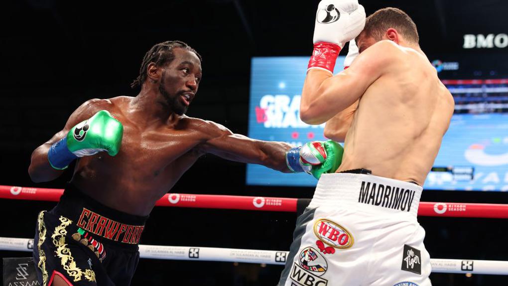 Terence Crawford beats Ismail Madrimov to win WBA light-middleweight crown - BBC Sport