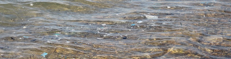 Plastic in the sea off Paros