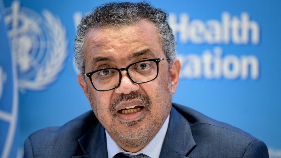Tedros Adhanom Ghebreyesus gives a press conference on December 20, 2021 at the WHO headquarters in Geneva