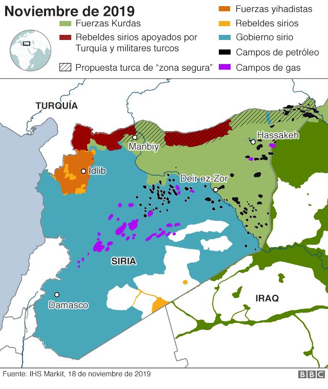 Mapa del conflicto en Siria