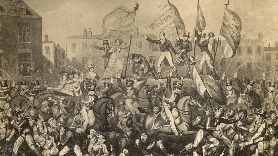 Йоменри нападают на толпу во время бунтов за хлеб в Манчестере