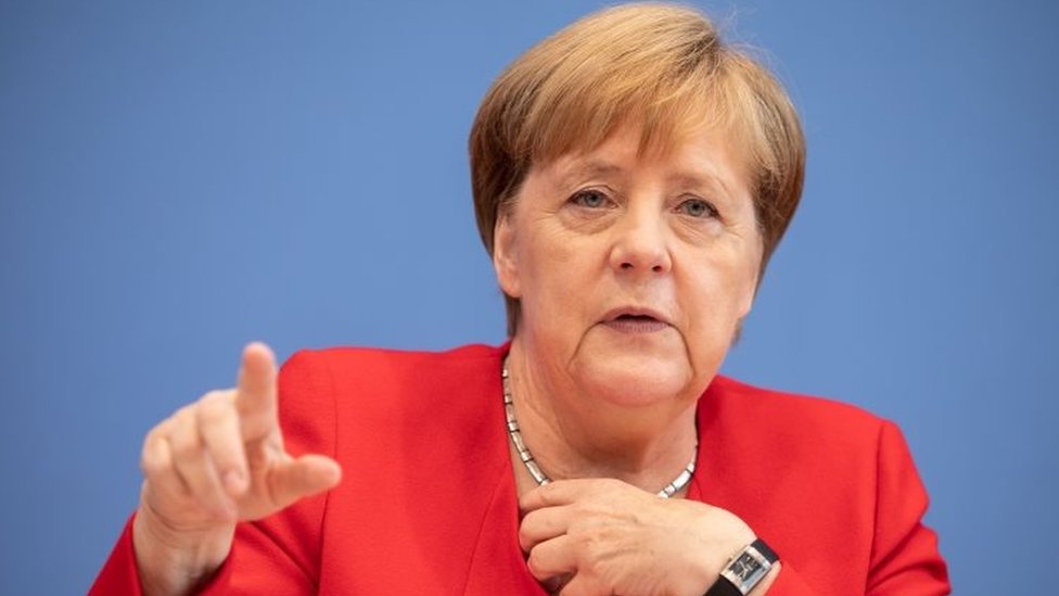 Канцлер Германии Ангела Меркель на пресс-конференции в Берлине.Фото: 19 июля 2019 г.
