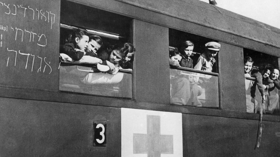 Niños judíos en un tren en 1948