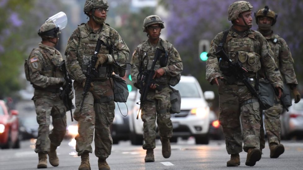 National Guard forces on streets of Hollywood
