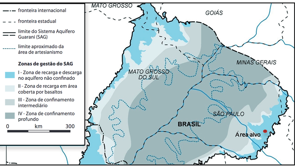 Mapa do aquífero Guarani