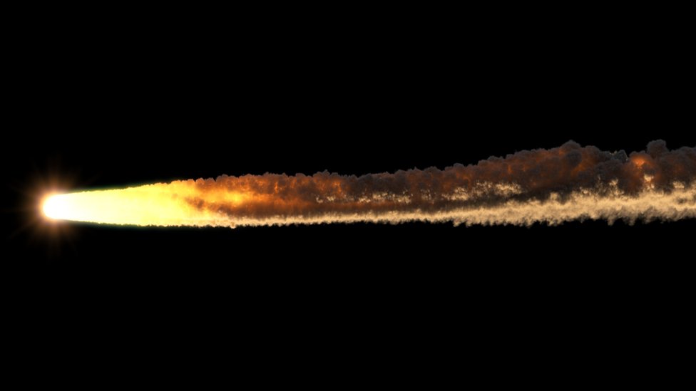 Un cometa ingresando a la atmosfera terrestre.