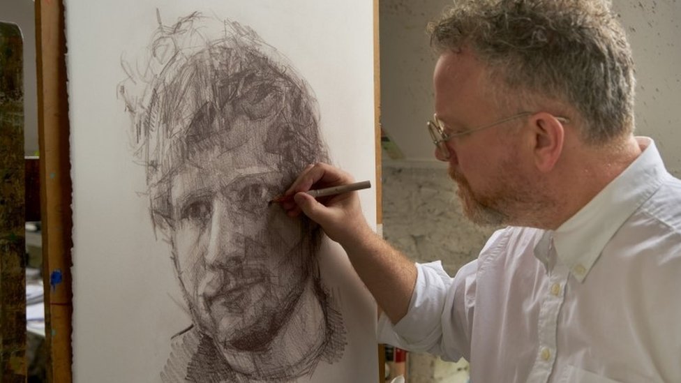 Колин Дэвидсон рисует портрет Эда Ширана