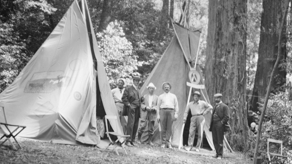 Members of the Bohemian Grove photographed in the early 20th century