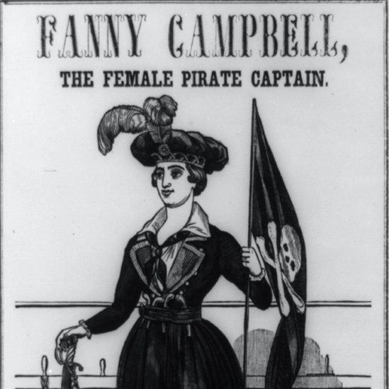 Обложка романа 1844 года «Фанни Кэмпбелл. Женщина-капитан-пират»