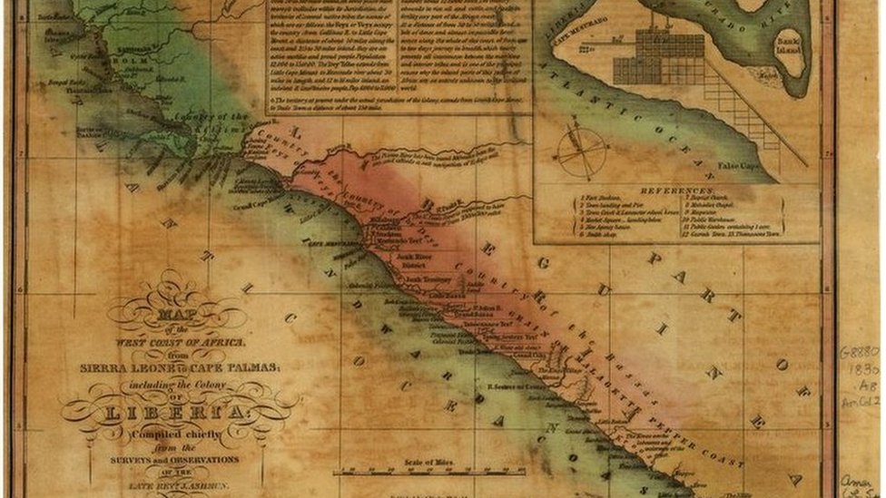 Mapa de la costa de África occidental en 1830.