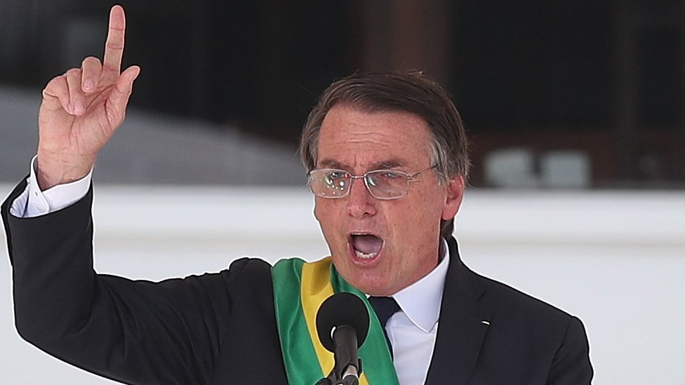 Bolsonaro en su discurso en el Palacio del Planalto.