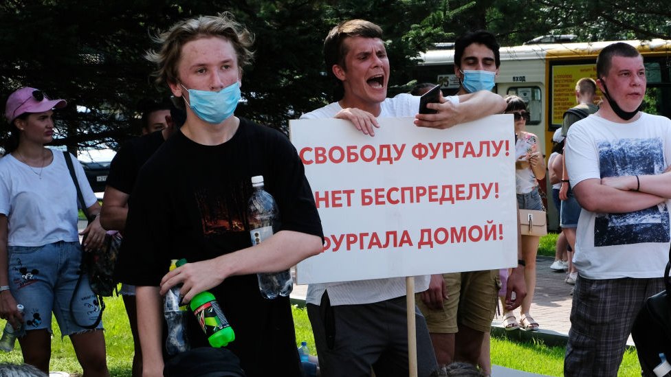 Manifestantes en Jabárovsk.