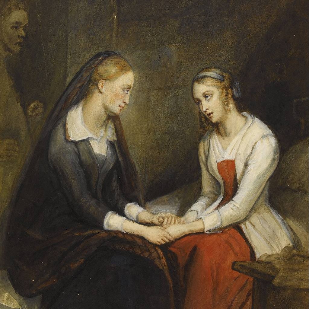 Las hermanas Effie y Jeanie Deans, de "El corazón de Mid-Lothian", imaginadas por Ary Scheffer (1795-1858).