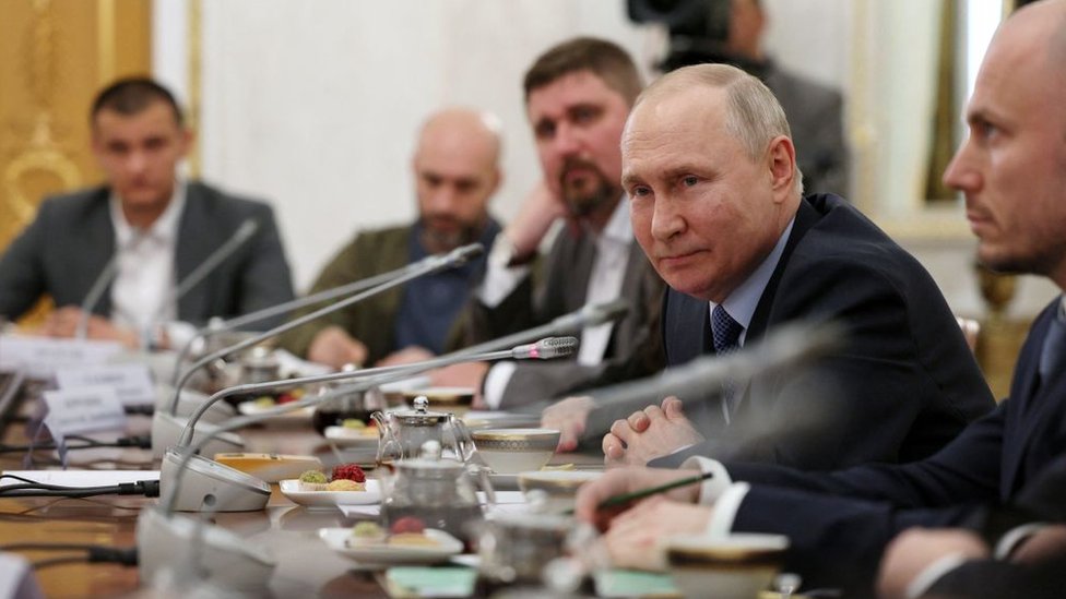 Russian President Vladimir Putin chaired a meeting with Russian war correspondents in Moscow on Tuesday