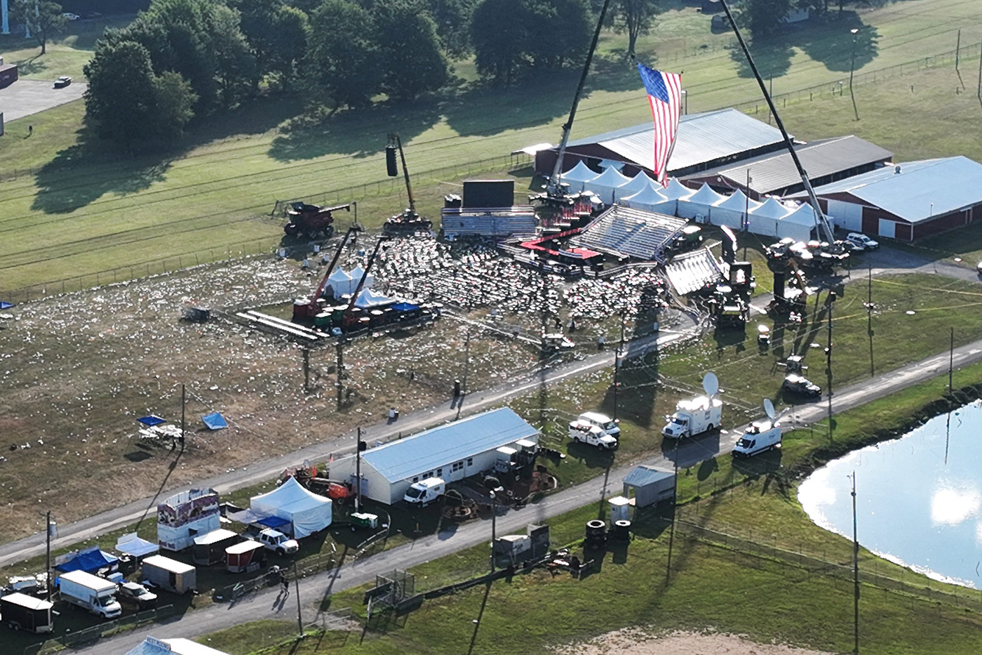 Aerial view of the rally site after incident