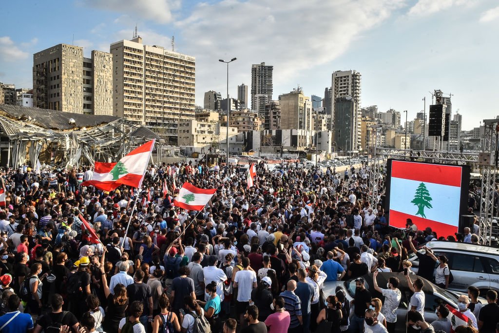 مظاهرة قرب مرفأ بيروت، 11 أغسطس/آب 2020