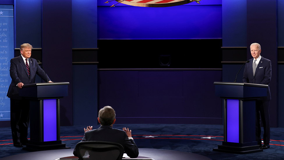 Donald Trump y Joe Biden durante un debate antes de las elecciones de 2020