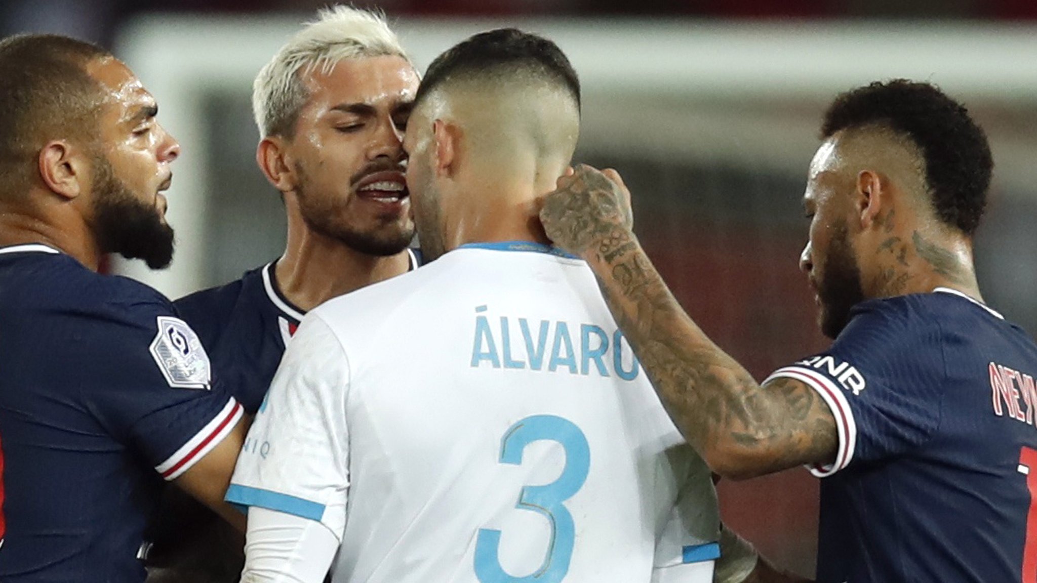 Paris St-Germain 0-1 Marseille: Five sent off in injury time after brawl