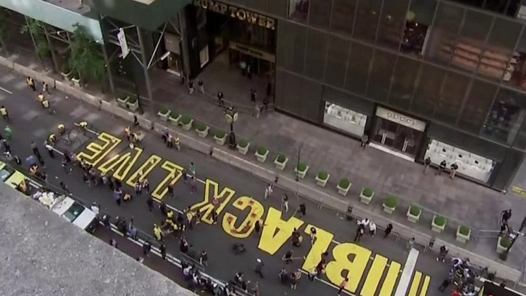 Black Lives Matter painted outside Trump Tower in New York