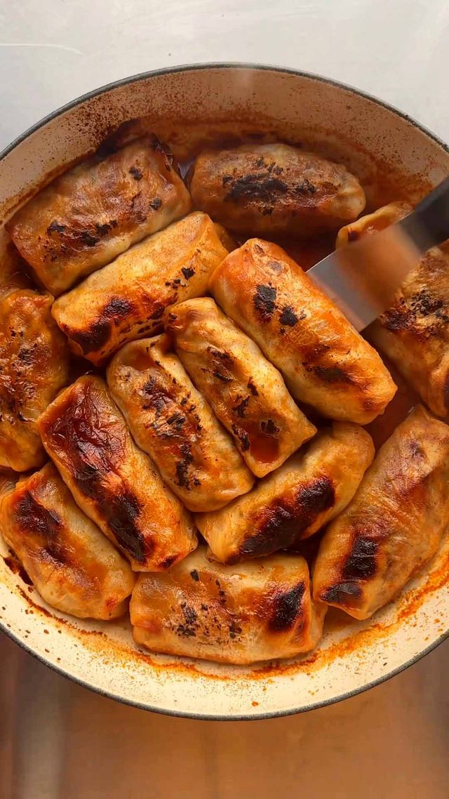 Spicy mushroom and walnut cabbage rolls