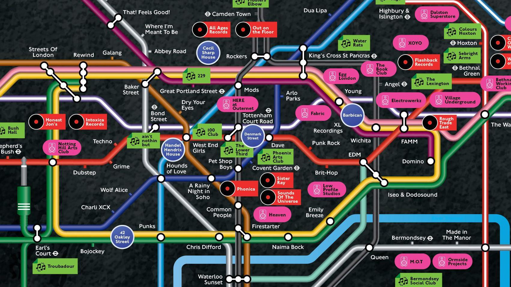 Tube map celebrates London's grassroots music scene