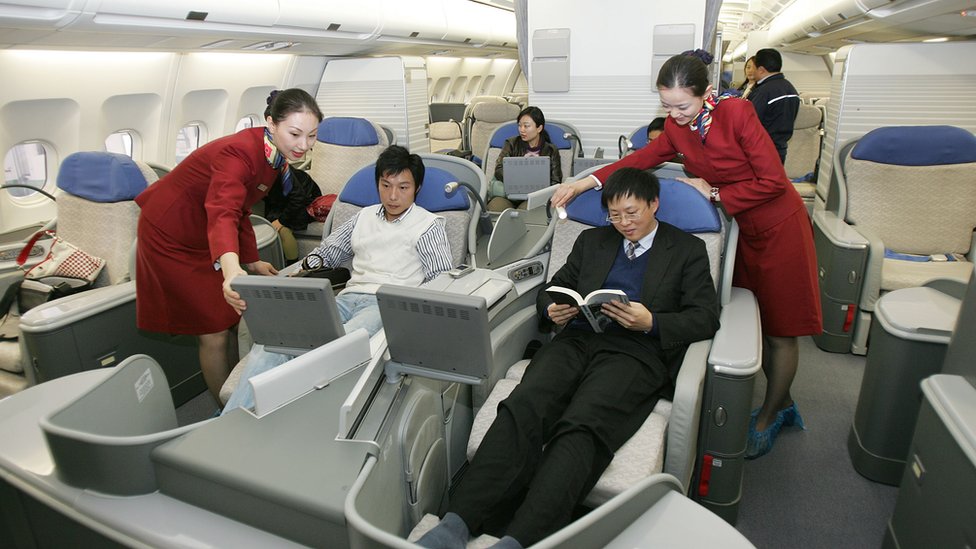 Interior de un avión de Air China A380