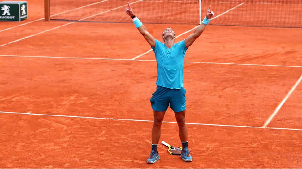 Rafael Nadal celebra su victoria en París