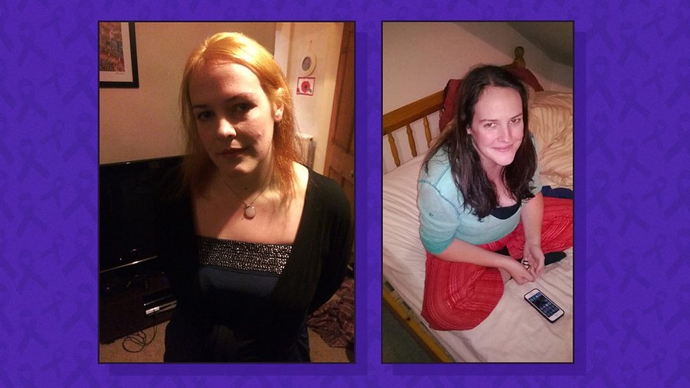 Becky en dos fotografías con una diferencia de peso notable.