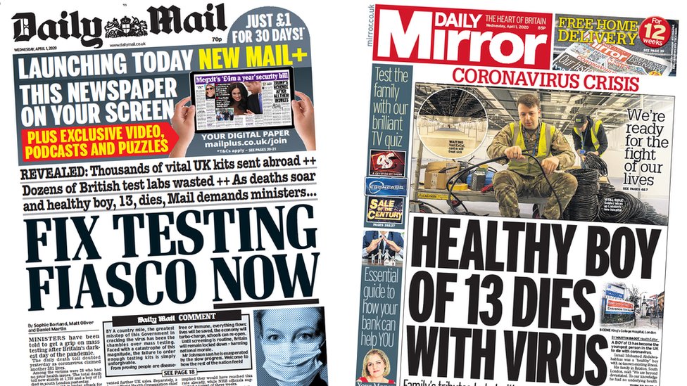 Главные страницы Daily Mail и Daily Mirror