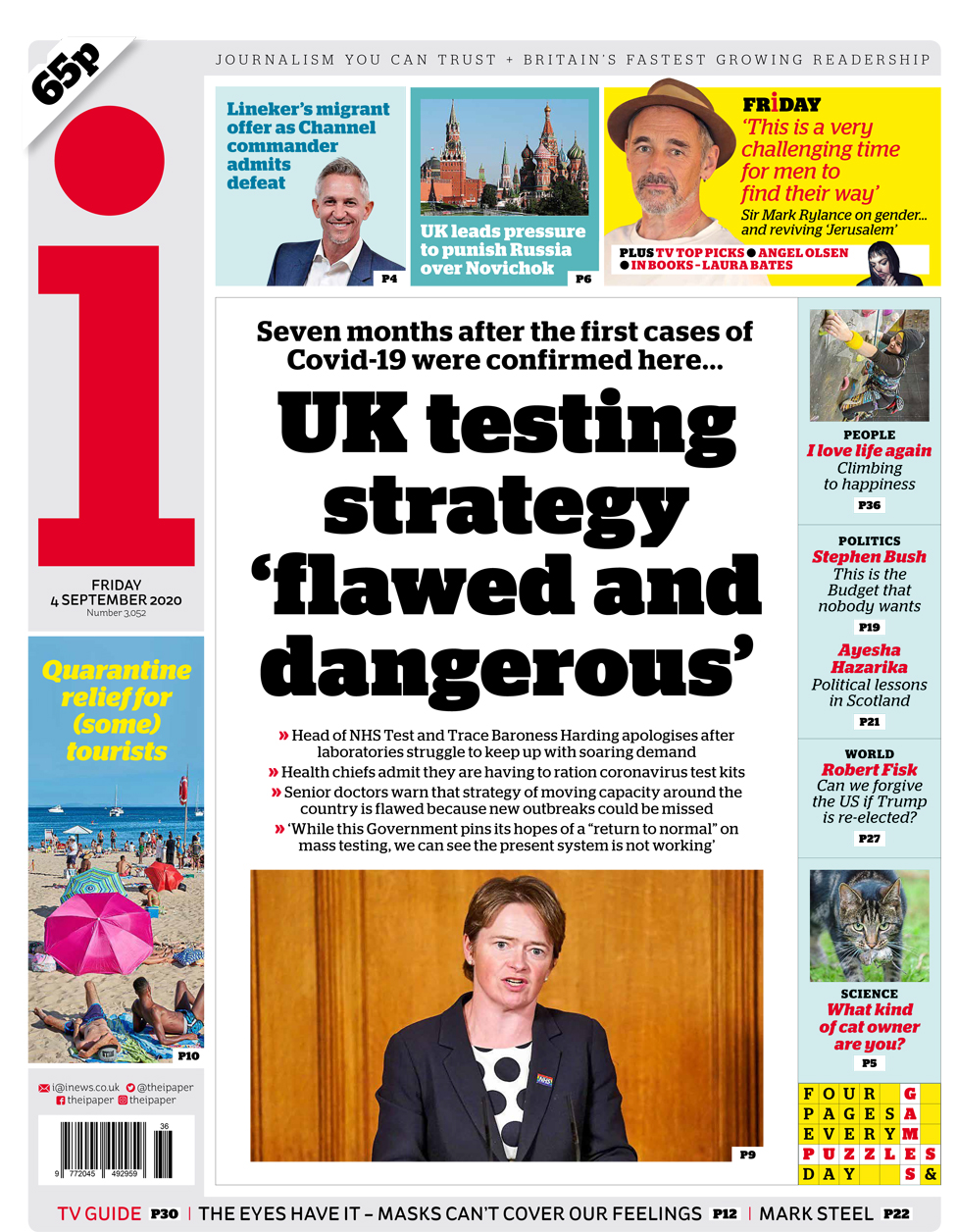 Front page of the i