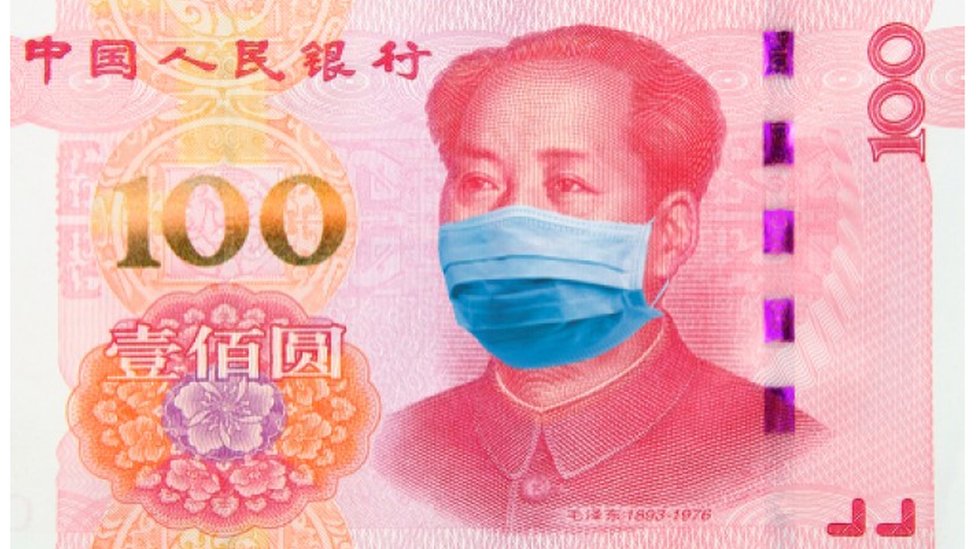 Çin'in ulusal lideri Mao Zedong'u maskeli gösteren banknot