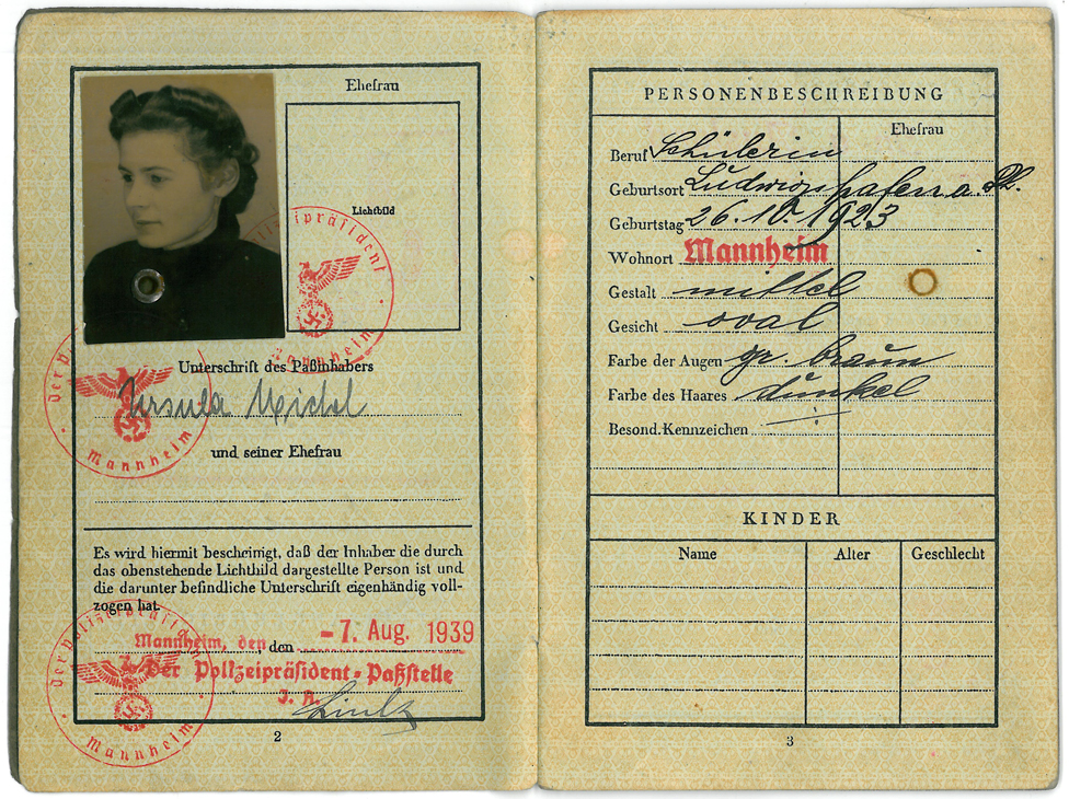 Ursula Michel's kindertransport passport
