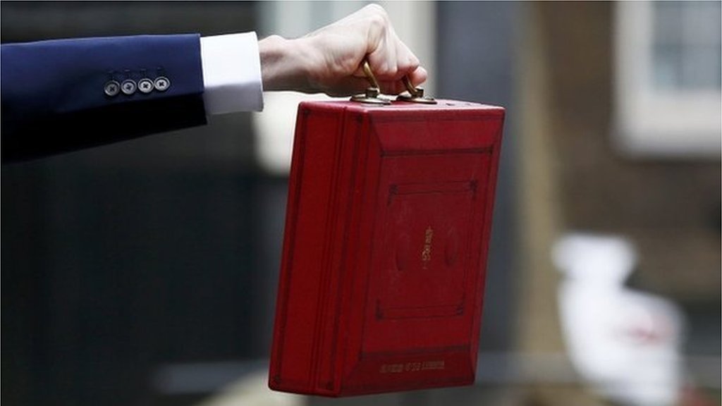George Osborne holds his budget box aloft