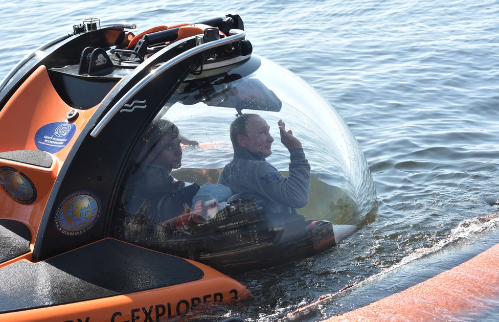 Russian President Vladimir Putin in a submersible in the Gulf of Finland, 27 July