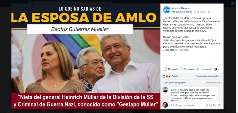Una imagen viral con información falsa sobre López Obrador
