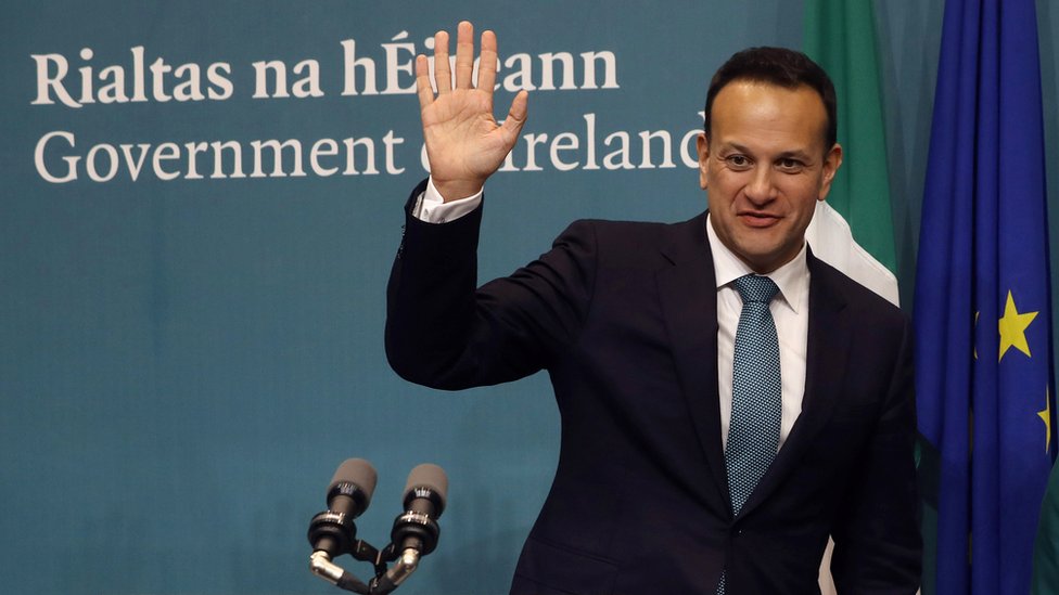 Ирландский Taoiseach (премьер-министр) Лео Варадкар на пресс-конференции в Дублине, Ирландия, 15 января 2020 г.