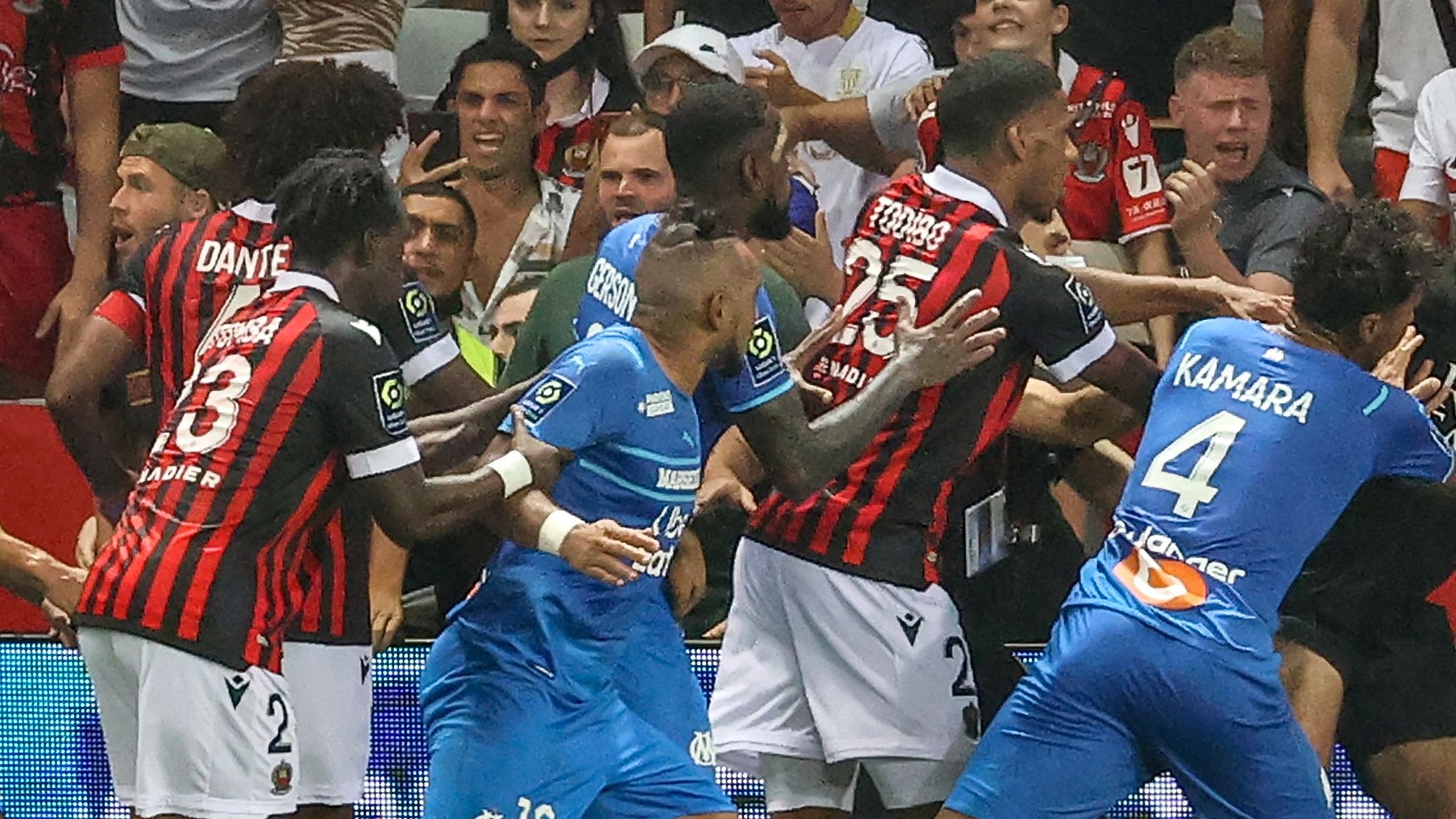 Nice v Marseille: Four-match stand closure ordered and man arrested after Ligue 1 brawl