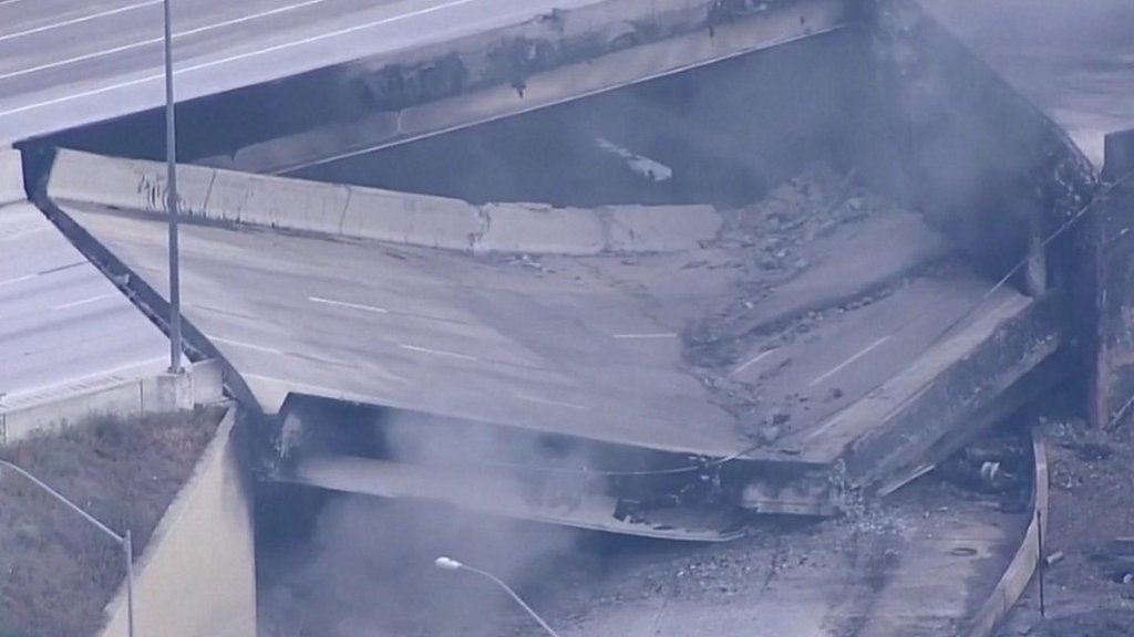 Philadelphia Interstate 95 freeway partially collapses following underpass fire