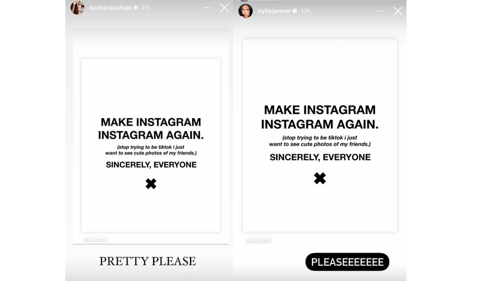 Kim Kardashian y Kylie Jenner compartieron la publicación contra los últimos cambios en Instagram