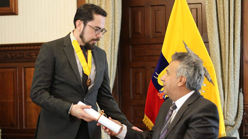Gronneberg con el presidente Lenín Moreno
