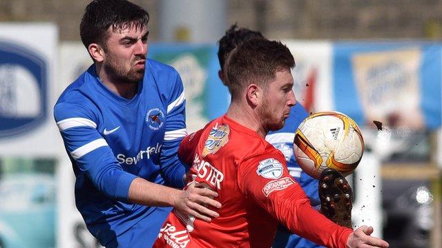 Match action from Portadown against Ballinamallard United