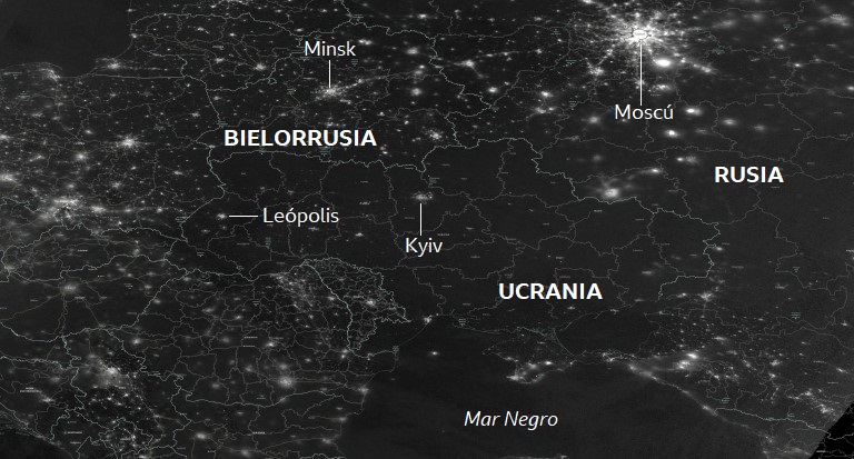 Imagen satelital de Europa del este