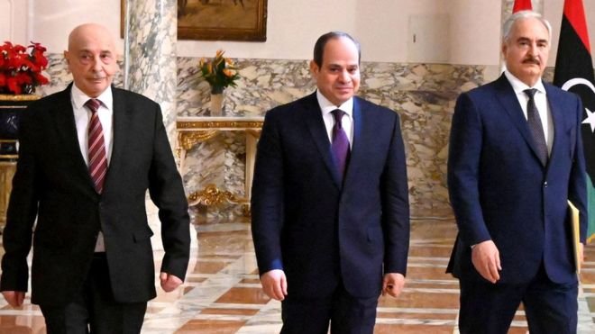 حفتر والسيسي وعقيلة صالح
