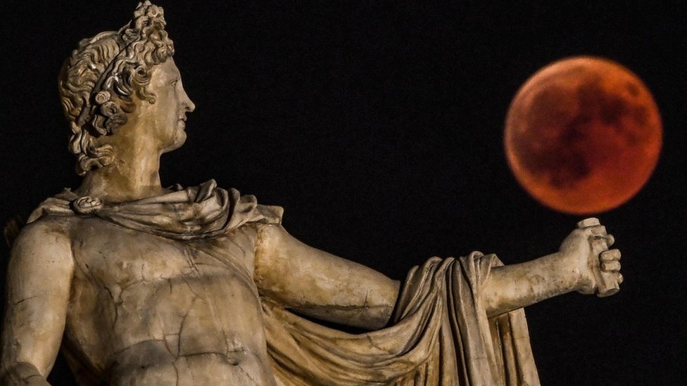 A "blood Moon" seen in Athens in July 2018