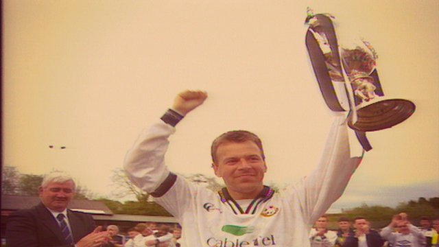 Inter CableTel win the 1999 Welsh Cup after beating Carmarthen Town on penalties