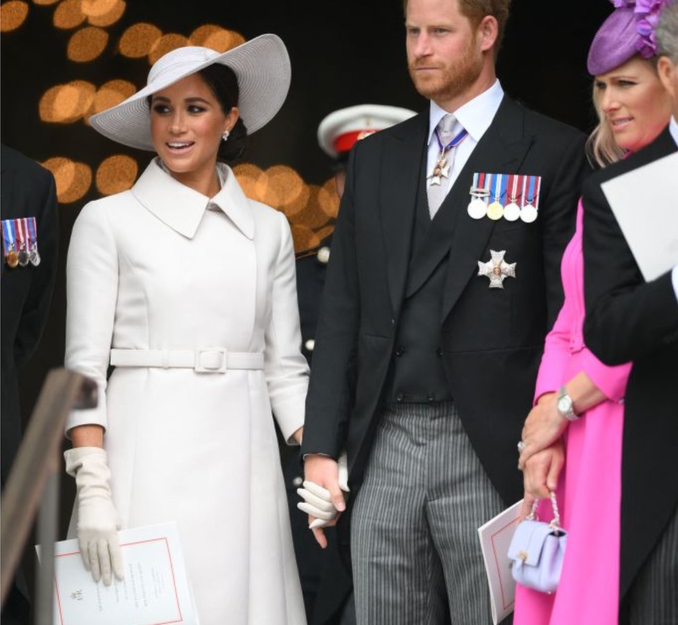 Meghan, Duchess of Sussex, Britain's Prince Harry, Duke of Sussex, and Zara Tindall